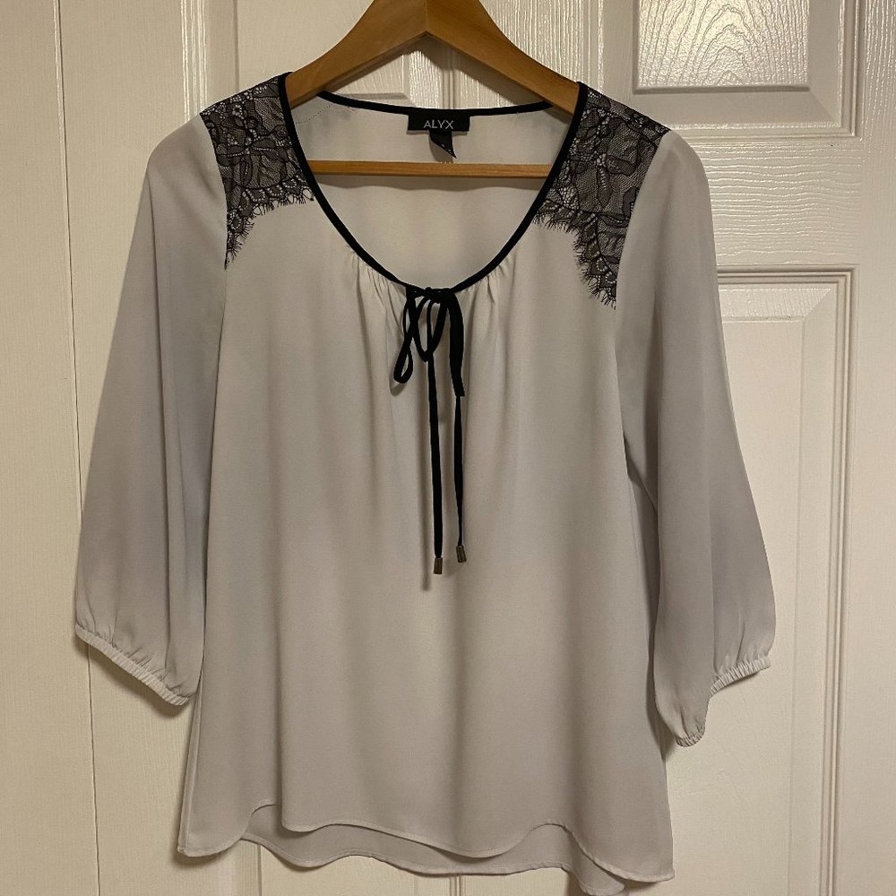ALYX White & Black Lace Blouse - Small